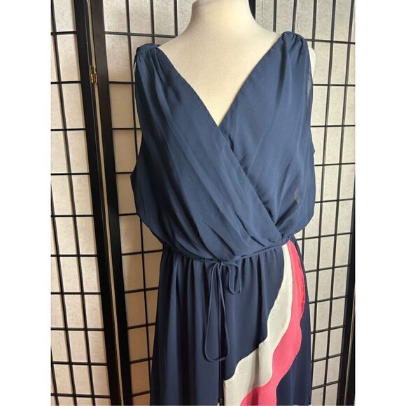 Paper Doll Navy Sleeveless Drape Front Dress - Picture 3 of 7